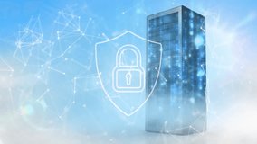 Animation of padlock icon and data processing over computer server. Global cyber security, connections, computing and data processing concept digitally generated video. - Powered by Shutterstock - Get 15% off with code: PIKWIZARD15