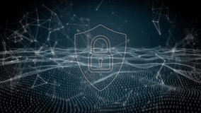 Animation of padlock icon with connections over digital data processing on dark background. Global cyber security, connections, computing and data processing concept digitally generated video. - Powered by Shutterstock - Get 15% off with code: PIKWIZARD15