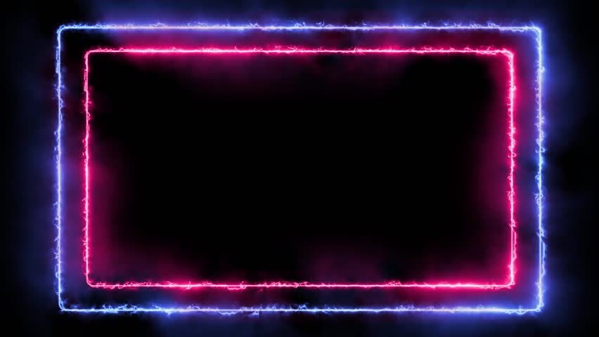 Neon facecam abtract background overlay. Neon rectangular frame overlay is made with two neon lines