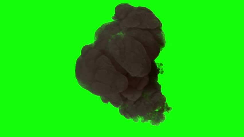 A 3D illustration top view of big explosion isolated on green background with copy space