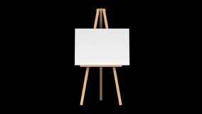 wooden easel with blank canvas loop rotate on black background - Powered by Shutterstock - Get 15% off with code: PIKWIZARD15