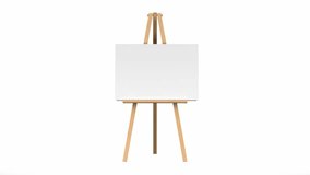 wooden easel with blank canvas loop rotate on white background - Powered by Shutterstock - Get 15% off with code: PIKWIZARD15