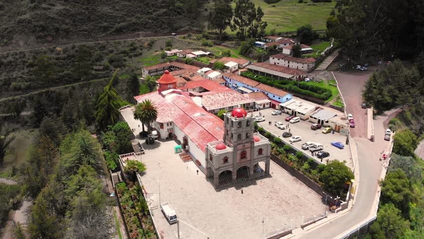 Aerial view of the sanctuary of the Señor de Huanca in Cusco Peru