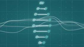 Animation of data processing and dna strand over blue background. Global medicine, science, computing and digital interface concept digitally generated video. - Powered by Shutterstock - Get 15% off with code: PIKWIZARD15