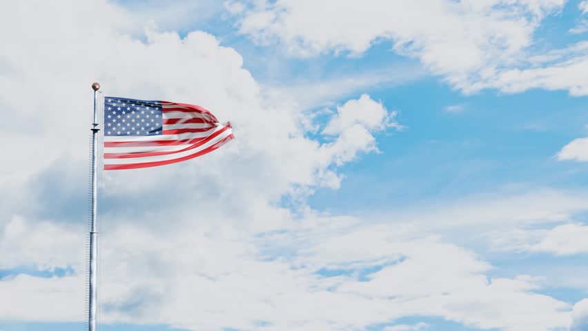 Raising the US flag against the sky, 3D animation 4K. - Powered by Shutterstock - Get 15% off with code: PIKWIZARD15