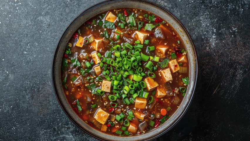 Delicious Bowl Of Spicy Tofu And Vegetable Soup