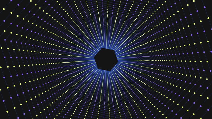 A captivating image showcasing a stylized black hole with intricate lines in blue and yellow, forming a mesmerizing spider web pattern at its center