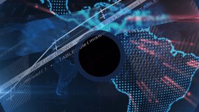 Animation of world map and globe over data processing. Technology, business and digital interface concept digitally generated video. - Powered by Shutterstock - Get 15% off with code: PIKWIZARD15