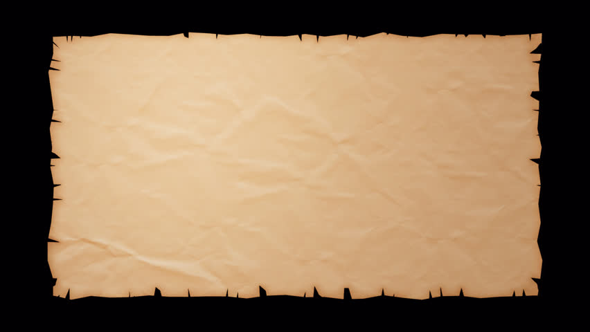 Animation of an old scroll opening on both sides with alpha channel