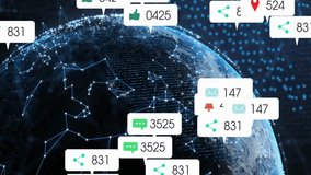 Animation of media icons over shapes and globe. Technology, business and digital interface concept digitally generated video. - Powered by Shutterstock - Get 15% off with code: PIKWIZARD15