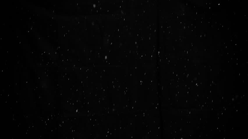 Snow on black background, slow motion, falling snowflakes, snowing, natural snowfall backdrop for overlay effect.
