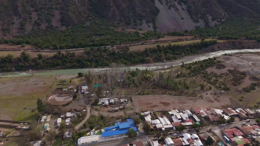 Aerial View of Maipo River in Chile At San José de Maipo, Chile