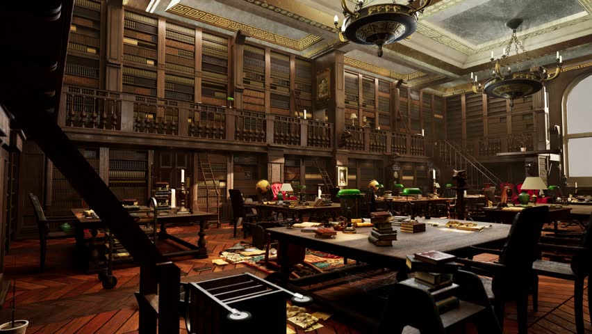 super cool 3d library scene