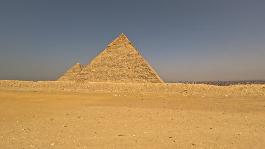 Pyramid in Egypt. Great pyramid  in Giza, Egypt. Most popular, touristic place in world. The concept of ancient history. Travel concept. 