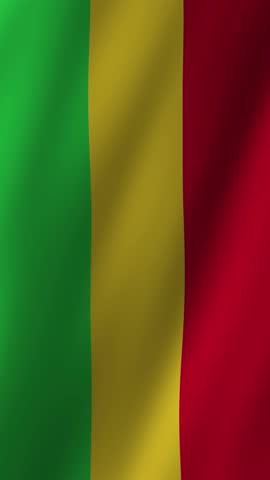 Vertical Mali Flag footage video waving in wind, Flag of Mali waving animation