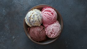 Assorted Ice Cream Scoops in a Bowl on Stone Background - Powered by Shutterstock - Get 15% off with code: PIKWIZARD15