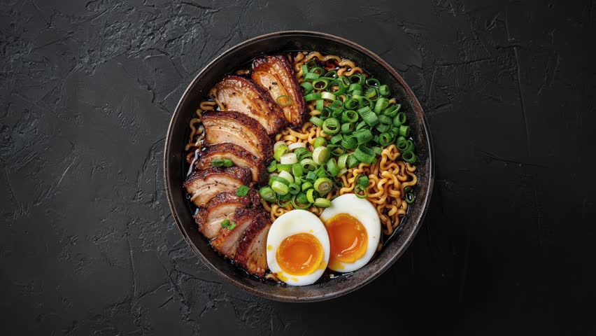 Delicious Ramen with Pork Belly and Soft-Boiled Eggs
