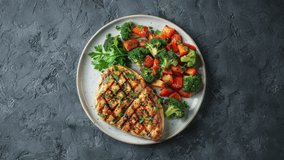 Grilled Chicken Breast with Steamed Vegetables on a Plate - Powered by Shutterstock - Get 15% off with code: PIKWIZARD15