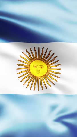 Animated waving vertical Argentina flag video background