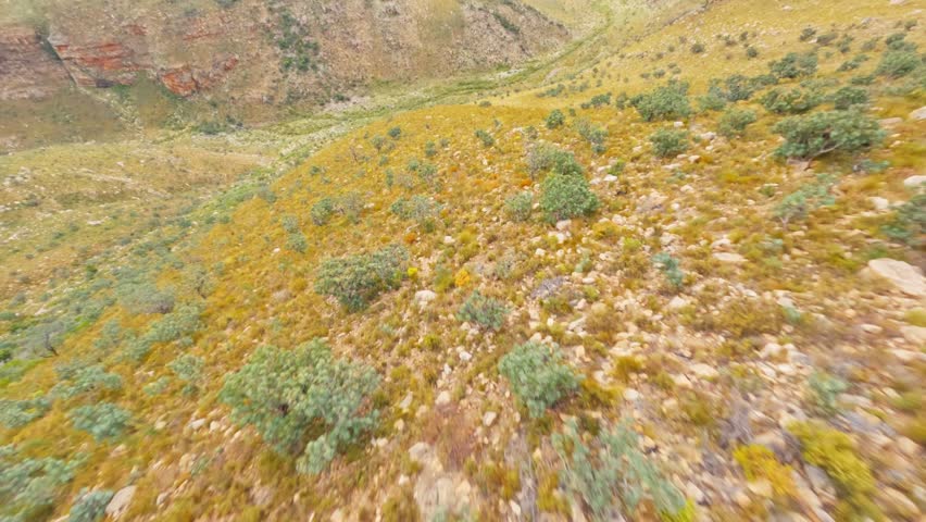An aerial view of the rocky autumn cliffs of Cape Town in South Africa