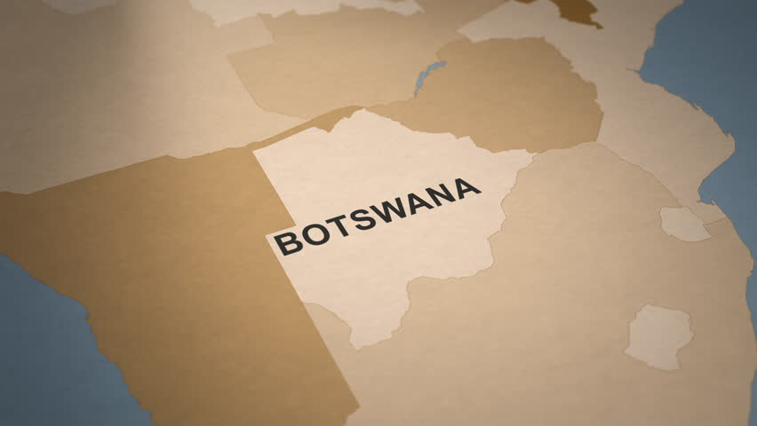 Old Paper Map of Botswana