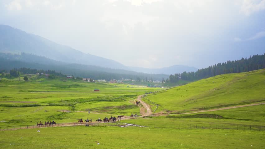 Landscape scenic of hills forests in beautiful kashmir. Dal lake, pahalgam, Gulmarg, Baramulla, kupwara add beauty to Kashmir.
