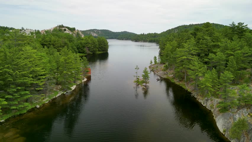 Aerial ascent of Whitefish Falls into Lake Huron