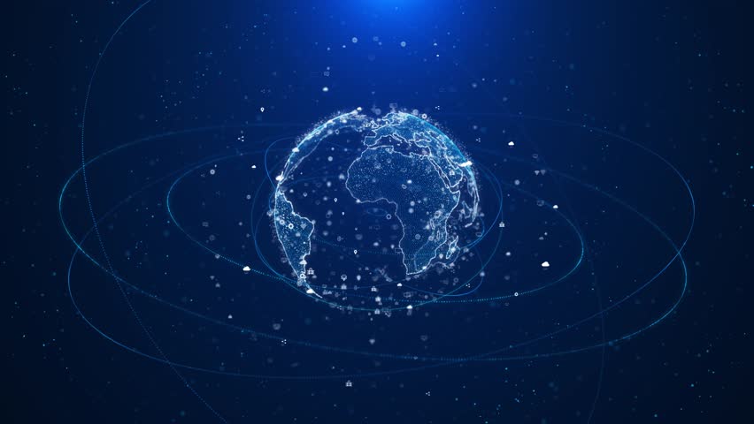 Futuristic Globe connection network Digital data mining machine learning technology brain. Science artificial intelligence, innovation, AI, Cyber space virtual world security metaverse internet data