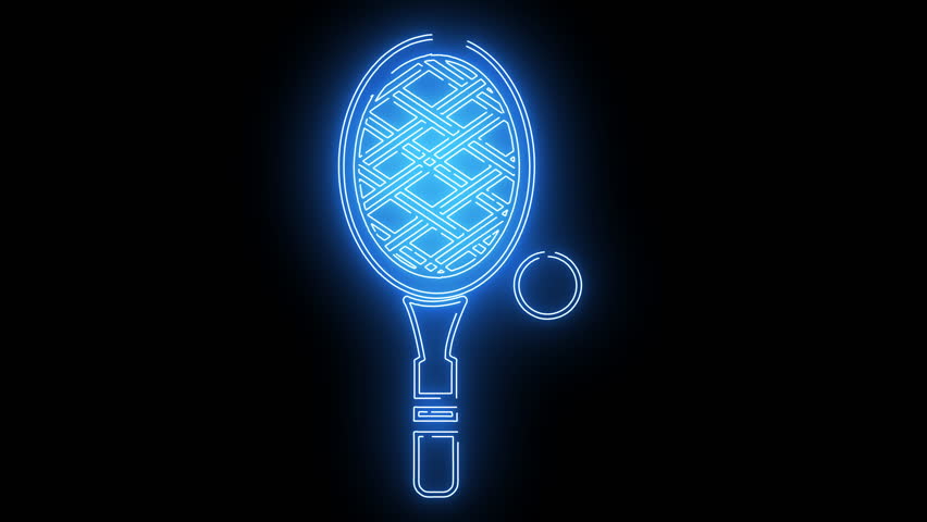 tennis racket and ball icon with a glowing neon effect
