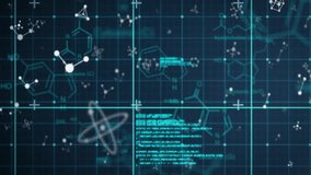 Animation of data processing with chemical formula and molecules on black background. Global science, medicine, computing and digital interface concept digitally generated video. - Powered by Shutterstock - Get 15% off with code: PIKWIZARD15