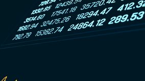 Close up stock market trading monitor. Equity prices, charts, financial figures, exchange rates, index, currency, bond and commodity information. 3D animation - Powered by Shutterstock - Get 15% off with code: PIKWIZARD15