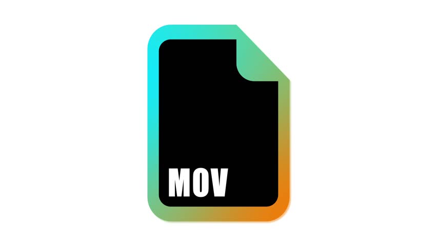 MOV file format icon isolate on white background.