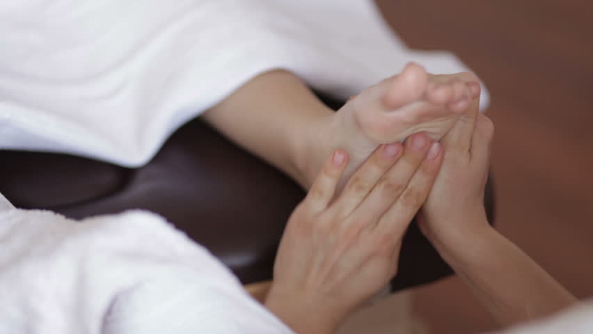 Leg massage. Massage in spa
