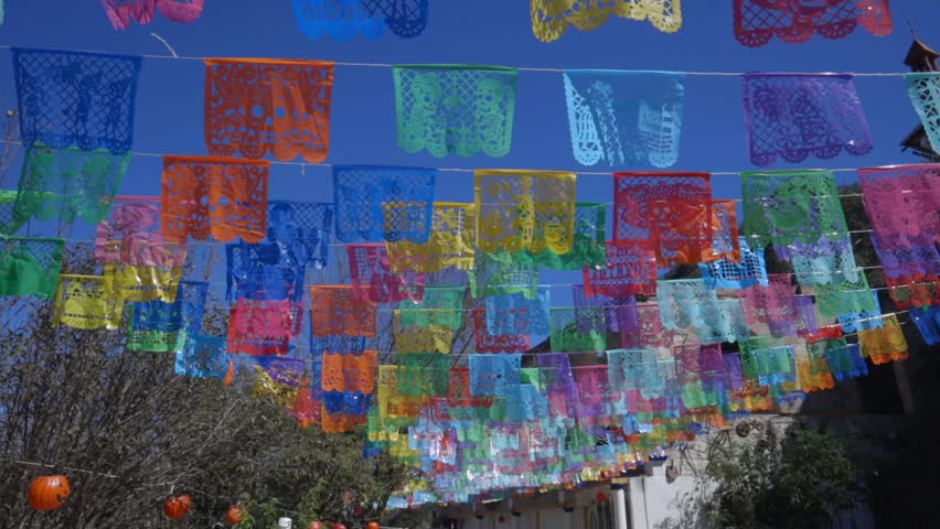 Mexican papel picado skull banner for Cinco de Mayo decor, party fiesta decoration