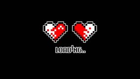Retro Heart Pixel loading bar animation,Black Background and loop animation. - Powered by Shutterstock - Get 15% off with code: PIKWIZARD15
