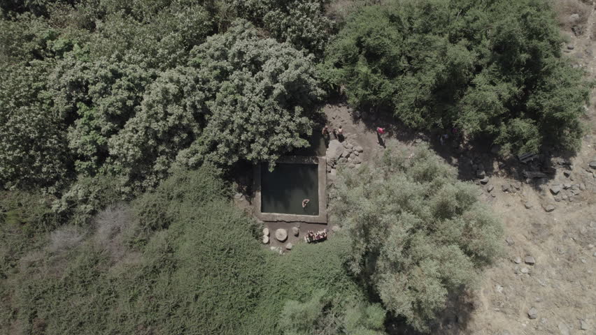 Ein Aya (Ein Eya) - a spring in the south of the Golan Heights, The spring is on the slope of the towards Yarmukh, overlooks the amazing landscapes of the Israel-Syria-Jordan border (D-log)