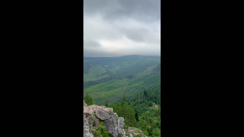 view of the mountains on a cloudy day, view of the Tatras on a rainy day