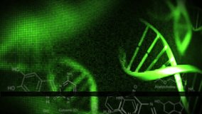 Animation of data processing over dna strands on black background. Technology and digital interface concept digitally generated video. - Powered by Shutterstock - Get 15% off with code: PIKWIZARD15