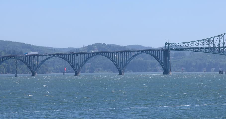McCullough Memorial Bridge in North Bend across Coos Bay on the Oregon Coast.