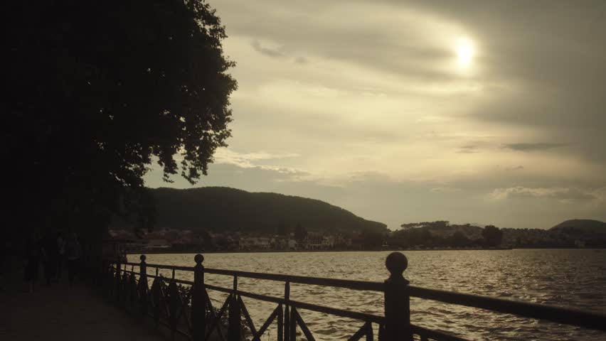 Atmospheric golden hour by the lake