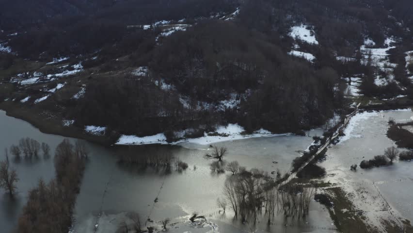 A natural landscape during winter time in Italy.