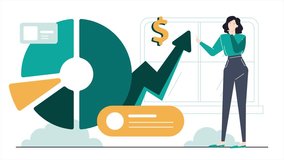 success woman trading with huge pie chart illustration business animated video - Powered by Shutterstock - Get 15% off with code: PIKWIZARD15