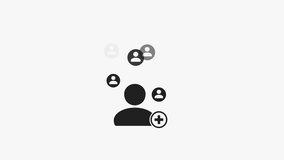 Loop animation of black white icon representing adding new user, with large user icon and smaller user icons floating upwards, indicating new connections or followers, Ideal for social media
 - Powered by Shutterstock - Get 15% off with code: PIKWIZARD15