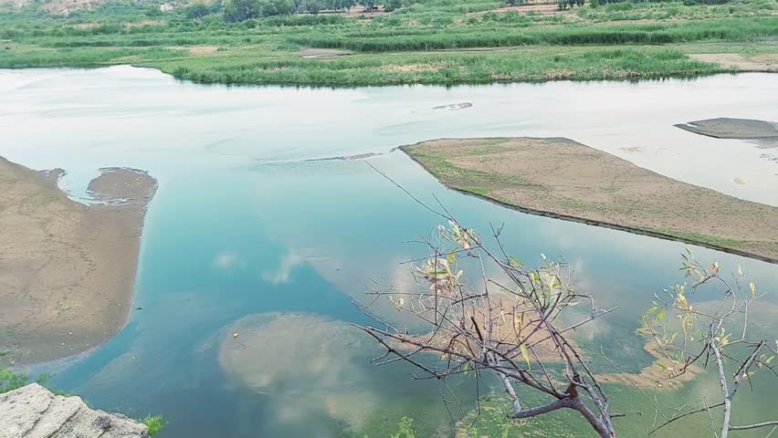 Feel relaxed view river and hills nature beauty