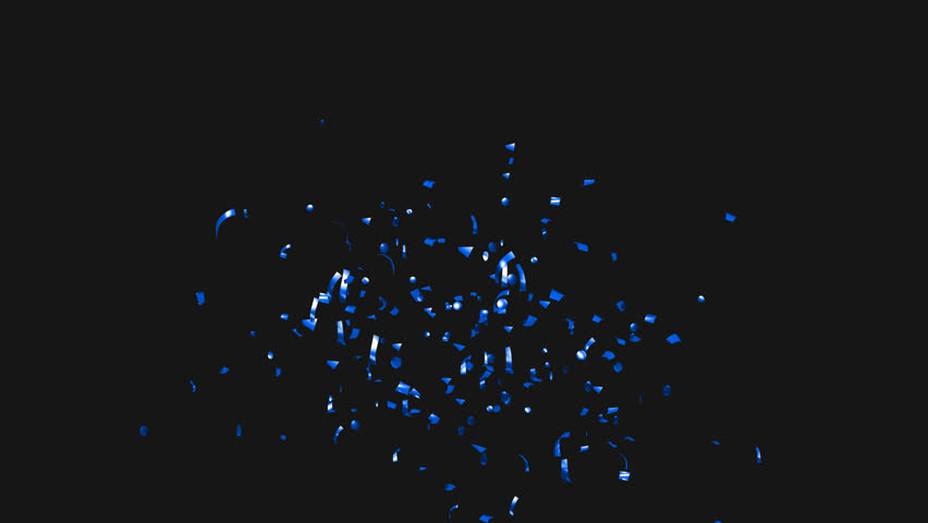 Blue confetti explosion on Alpha channel. 
