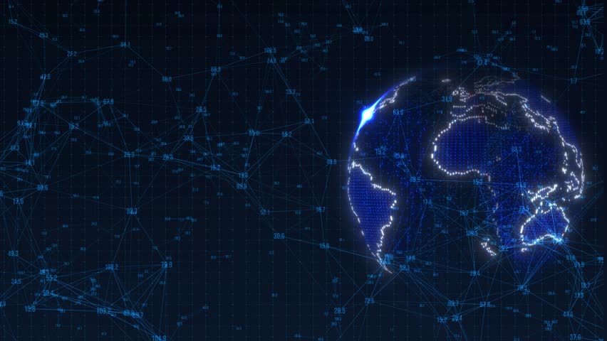 Global connection network World map digital futuristic Hi tech communication technology background. Technology internet worldwide business. Global world network connected earth cryptocurrency