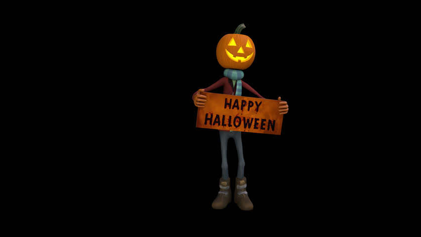 Jack O Lantern Happy Halloween – 3d render looped with alpha channel.