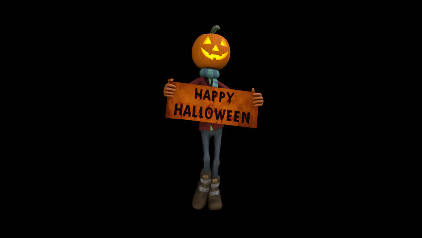 Jack O Lantern Happy Halloween – 3d render looped with alpha channel.