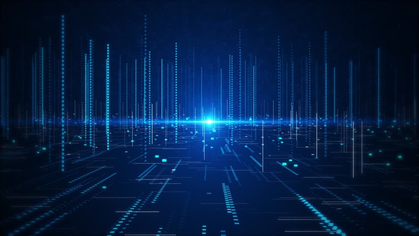 Deep Learning, Chatbot, Artificial Intelligence, Machine Learning Deep cyber stage waves lights, digital lines particles big data streams, presentation cyberspace stream. Oscar award ceremony event