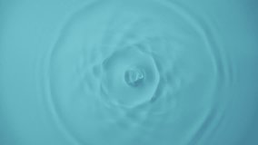 Natural water splashing. Rings and ripple top view. Clear drop of cosmetic essence serum falling in slow motion from above. Body moisturizing cosmetics. Beauty luxury product blue liquid background - Powered by Shutterstock - Get 15% off with code: PIKWIZARD15